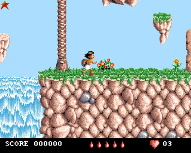 Sword drawn, by the waterfall.